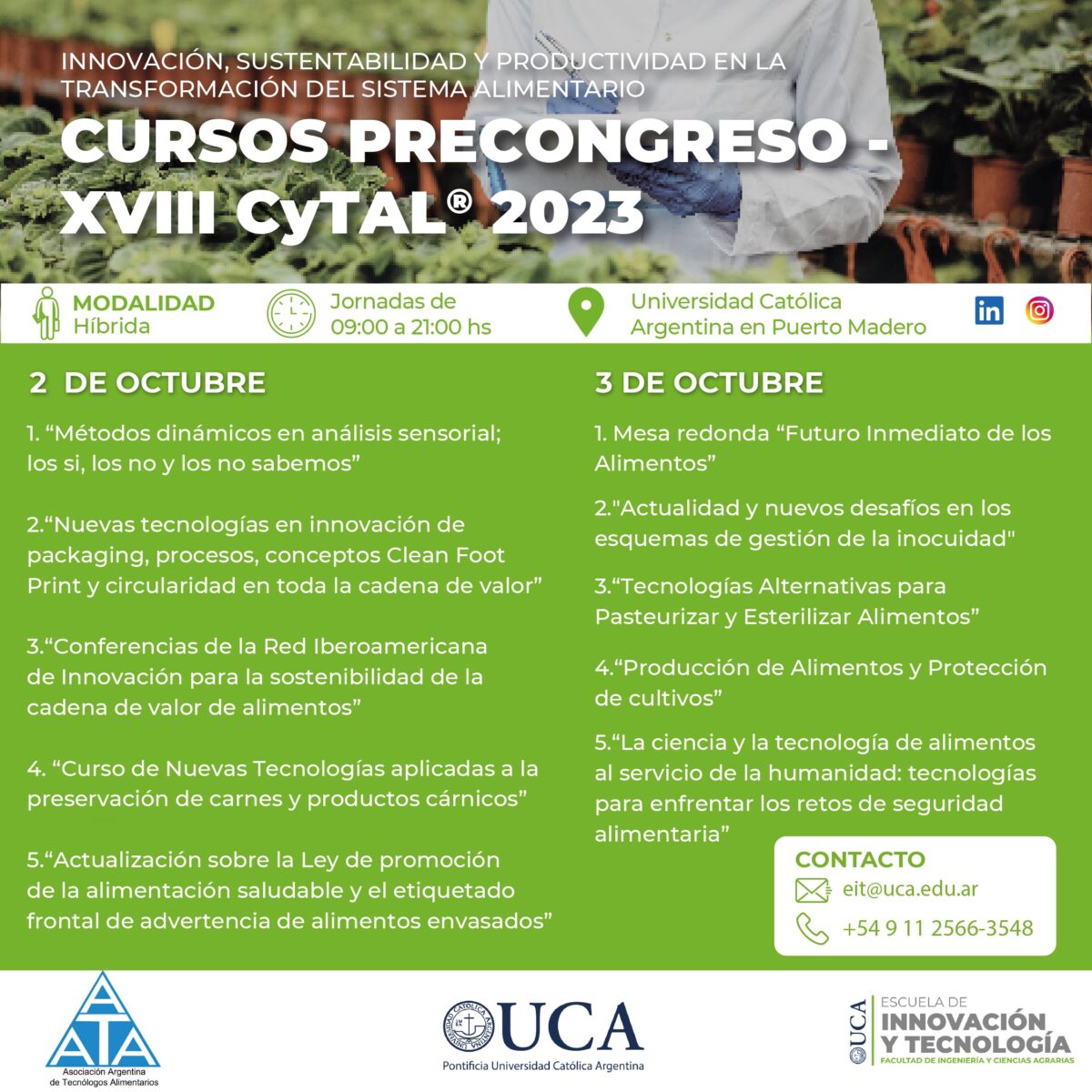 Cursos Precongreso XVIII CyTAL 2 y 3 de octubre